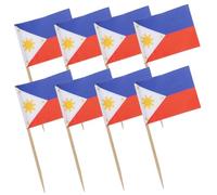 CLISPEED 100pcs Philippines Flag Fruit Picks Cocktail Sticks Appetizer Picks Cupcake Toppers Party Decorations for Themed and Beach Parties