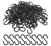 CLISPEED 100pcs S Shape Iron Hooks Multipurpose Wardrobe Storage Hook with Simple Installation Black for Storage in Bathrooms