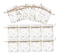 CLISPEED 100pcs White Organza Drawstring Bags with Gold Foil Star Moon Design Mesh Jewelry Pouches Gift Wrap Bags for Candy Small Gifts Wedding Party Favor DIY Craft Organizer