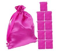 CLISPEED 10pcs Drawstring Cosmetic Bags for Women Portable Toiletry Pouch Compact Makeup Organizer Travel Storage with Smooth Silky Closure and Fashionable Rose Red Color