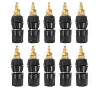 CLISPEED 10pcs Gold Plated Brass Speaker Binding Post Terminal Connector with 4mm Banana Jack, M5x50mm Hex Nut Design, Mini Size for Speaker Wire and Amplifier Accessories, for Home Theater