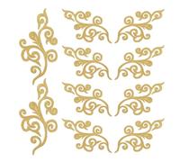 CLISPEED 10pcs Golden Embroidered Applique Patches for Clothing and Scarves, Sew-on Easy Decoration Polyester Cotton Nylon Material, for Weddings and Performances