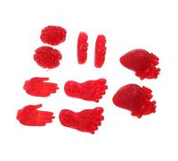 CLISPEED 10pcs Halloween Realistic Fake Severed Hands Feet Human Organ Model Red Tpr Soft Rubber Heart Brain Teeth Gums Reusable Scary Party Decoration for Haunted House and Themed Events