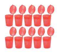 CLISPEED 10pcs Plastic Bait Trap Bucket, Bait Cage Feeder Basket, Plastic, Red, Large Capacity, Portable, for Shrimp and Pellets, Freshwater Fishing