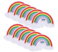 CLISPEED 10pcs Rainbow Cloud Embroidered Patches Small Appliques for Clothes DIY Sewing Repair Decorations for Jeans Jackets Hats Bags