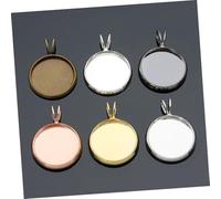 CLISPEED 10PCS Silver Round Bezel Pendant Trays Copper Plated V-shaped Hanging Ring DIY Jewelry Making Craft Supplies for Photo Resin Cameo Charms