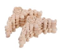 CLISPEED 10pcs Solid Wood Rose Appliques Carved Corner Decor for Door Frame Cabinet Wardrobe Bed Mantel Ceiling Headboard Craft DIY Unpainted