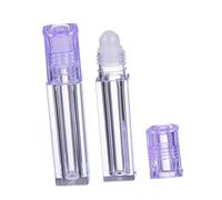 CLISPEED 10pcs Square Plastic Roller Bottles for Essential Oil and Lip Gloss Travel Transparent Containers with Purple Caps for Synthesis Oil Perfume and Liquids