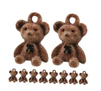 CLISPEED 10Pcs Tiny Flocked Bear Charms for DIY Jewelry Making Cartoon Bear Necklace Pendants Earring and Bracelet Accessories Creative Craft Supplies for Gifts