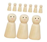 CLISPEED 10pcs Unfinished Peg Dolls DIY Craft Wooden Robot Figurines for Painting Home Party Decorations Artistic Expression Supplies