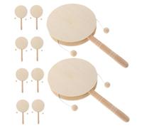 CLISPEED 10pcs Unpainted Wooden Rattle Drums for DIY Painting Craft Safe Wood Hand Percussion Shaking Percussion Instruments for Creative Early Learning and Art Projects