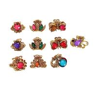 CLISPEED 10pcs Vintage Mini Hair Claw Clips for Women Small Delicate Jaw Clips with Alloy and Rhinestone Suitable for Thick Thin Hair for Bath Makeup Office and Casual Hairstyles