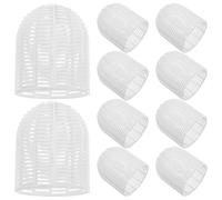 CLISPEED 10pcs White Plastic Hollow Birdcage Lamp Shade Covers for Hanging String Lights DIY, Retro Hollow Out Lampshades for Ceiling Light Fixtures and Pendant Lamps
