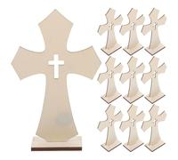 CLISPEED 10pcs Wooden Cross Ornaments Decorative Religious Cross Decor for Church Baptism Wedding Home Party