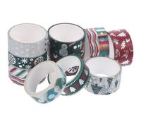 CLISPEED 12 Rolls Christmas Washi Tape DIY Paper Decor Tape with Silver Foil, 3 Meters Each Roll, Holiday Wrapping Sticker Set for Scrapbooking and Hand Account Crafting