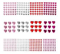 CLISPEED 12 Sheets Heart-Shaped Acrylic Rhinestone Stickers Face Rhinestones for Makeup Adhesive Backing Easy to Use Assorted Color Elegant Glamorous Eye Catching for DIY Crafts