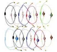 CLISPEED 12pcs Adjustable Woven Evil Eye Bracelets, Fabric Rope Bracelets with Comfortable Fit, Minimalist and Fashionable Design for Casual Dress and Mother's Day Random Color