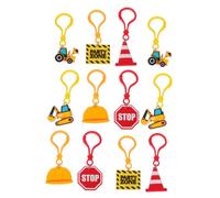 CLISPEED 12pcs Construction Keychains for Plastic Building Tools Keyrings Lightweight Engineering Party Favors Secure Car Key Holders for Boys and Birthday