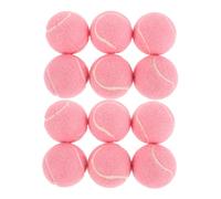 CLISPEED 12pcs Elastic Tennis Balls for Beginner Training Lightweight Wear Resistant Practice Balls for Player Fitness and Massage High Bounce Pink