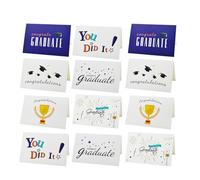 CLISPEED 12pcs Graduation Blessing Cards with Ivory Envelopes, Mixed Style Congrats Grad Greeting Cards for School Celebrations and Party Invitations Random Style
