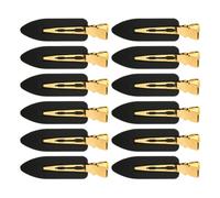 CLISPEED 12pcs Hair Styling Clips No Crease Hair Clip Smooth Surface No Marking Resin Stainless Steel Black and Golden for Makeup Women