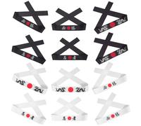 CLISPEED 12pcs Japanese Samurai Headbands Set Ninja Printed Chef Bandanas for Karate Training, Kitchen Work, and Sports Tie Back Hair Bands for Men, Running and Costume Accessories