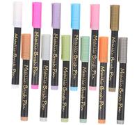 CLISPEED 12Pcs Metallic Paint Markers with Soft Brush Tips Multi Color Water Based Paint Pens for Drawing Writing Sketching Journaling DIY Art Suitable for Adults and Students