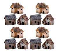CLISPEED 12Pcs Miniature Fairy Garden Houses Set with Resin Thatched Roof, Micro Landscape Village Ornaments for DIY Bonsai Terrarium and Outdoor Garden Decoration
