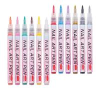 CLISPEED 12pcs Nail Art Pens Set with Assorted Colours Portable Acrylic Pigment Dotting Tools for DIY Nail Drawing and Flower Graffiti and Beginners