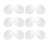 CLISPEED 12pcs Realistic Artificial Bird Eggs for Lovebirds and Pigeons, White Plastic Fake Eggs with Safe Materials and Realistic Texture for Breeding and Cage Decoration