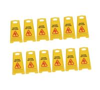 CLISPEED 12pcs Slide The Warning Sign Carefully Doll House Realistic Education for Pretend Play Slippery Floor Warning Sign for Caution for Floor Wet Plastic