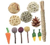 CLISPEED 12Pcs Small Animal Chew for Rabbits Hamsters Chinchillas Guinea Pigs Gerbils Wear-resistant Natural Pet Tooth Chews in Various Styles and Colors to Stimulate Curiosity Random Color