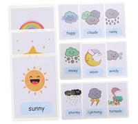 CLISPEED 12Pcs Weather Flash Cards for Laminated English Word Cards Portable Teaching Flashcards for Kindergarten Classroom and Home Learning Supplies