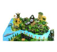 CLISPEED 130pcs Military Model Set Soldiers Simulation Sand Table Playset for Boys Army Base Figures Role Play