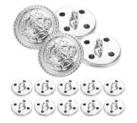 CLISPEED 14pcs Vintage Metal Blazer Buttons Silver White British Style Sewing Buttons for Women Knitwear Sweaters Coats and Cardigans