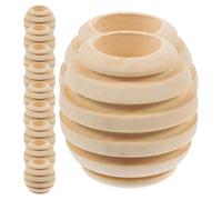 CLISPEED 15pcs Beehive Threaded Beads Wooden Mini Decors Khaki Color Fine Workmanship Decorative Use Creative Design for Photograph Props and Yard