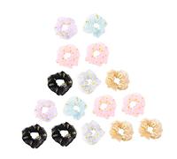 CLISPEED 15pcs Candy Color Floral Elastic Hair Ties for Women Soft Durable Ponytail Holders Flexible Scrunchy for Weddings Parties Daily Hairstyles Gentle Hair Accessories