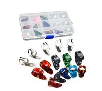 CLISPEED 15pcs Guitar Finger Picks Set Celluloid Thumb Picks for Acoustic and Electric Guitar Includes 15-grid Storage Case Random Color