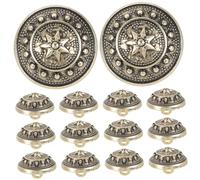 CLISPEED 15pcs Retro Metal Buttons for Sewing DIY Clothes Accessories British Style Decorative Buttons for Coats Jackets Suits Uniforms Craft Embellishments