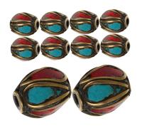 CLISPEED 15pcs Tibetan Style Brass Spacer Beads for DIY Jewelry Making Handmade Nepalese Buddhist Loose Beads with Smooth Texture for Bracelets Necklaces Earrings Craft Charms