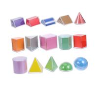 CLISPEED 15pcs Translucent Geometry Shapes for Teaching Geometry Solids with Light Table Manipulatives Visual Learning Tools for Childrens Interactive Math Skill Development