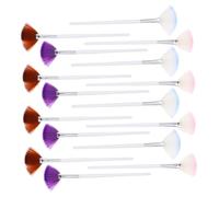 CLISPEED 16pcs Fan-shaped Cosmetic Brush with Soft Fibers for Contouring Blending Face Powder Aluminum Tube Handle Makeup Tools in White Purple Brown for Use and Easy Cleaning