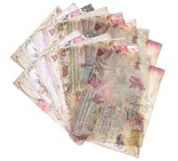 CLISPEED 16pcs Large Vintage English Scrapbook DIY Paper, Journal Craft Material Sheets for Decorative Backgrounds, Retro Planner Scrapbooking Supplies for Arts Crafts