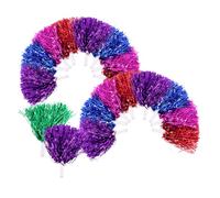 CLISPEED 18pcs Bright Color Cheerleader Pom Poms with Handle Sports Meeting Prop Cheering Squad Supplies for Dance Performance and School Aerobics