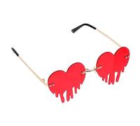 CLISPEED 1Pc Heart Shaped Tears Rimless Sunglasses Funny Glasses for Festivals Masquerades Cosplay Lightweight Unique Design Comfortable Wear