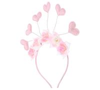 CLISPEED 1pcs Heart Headband Valentines Day Accessories Realistic Flower Shape Unique Design Pink Party Wear Adult Valentine Headbands Practical Firm Cloth Material Not Easy to Get Deformed
