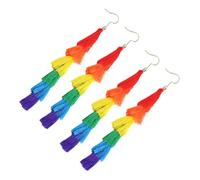 CLISPEED 2 Pairs Bohemian Rainbow Tassel Earrings for Women Colorful Layered Fringe Jewelry Alloy Polyester Pride Accessories