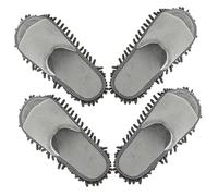 CLISPEED 2 Pairs of Grey Chenille Mop Slippers for Floor Cleaning - Reusable Open-Toe Medium Size for Feet 39-42 Strong Water Absorption for Kitchen Living Room Bathroom Office