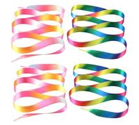 CLISPEED 2 Pairs Polyester Shoelaces Rainbow Color Flat Decorative Shoe Ties for Canvas Sneakers Sports Shoes Blue and Pink