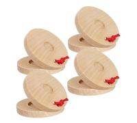 CLISPEED 2 Pairs Wooden Finger Castanets Small Percussion Instruments for Music Education Rhythm with Sound and Safe Grip Wooden Musical Instruments for Early Learning